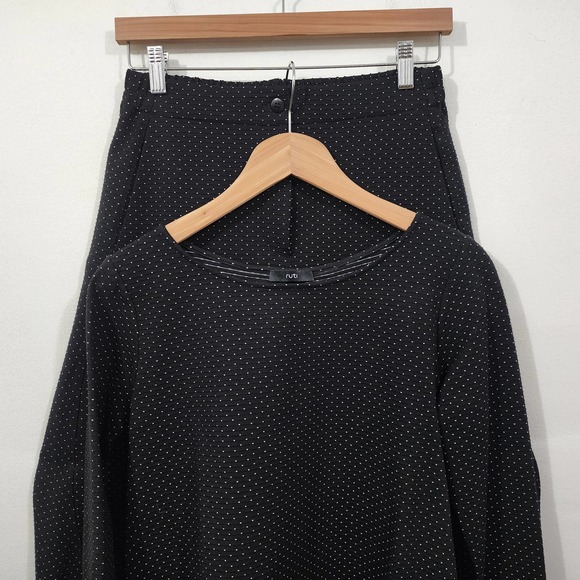 Ruti Scuba Essential Top & Wide-ish Pant Black White Polka Dot Lounge Set SZ 4/6 - Picture 2 of 16